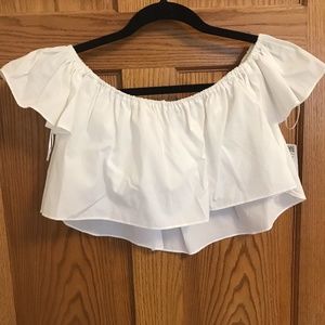 Zara - White, off-the shoulder crop top - NWT